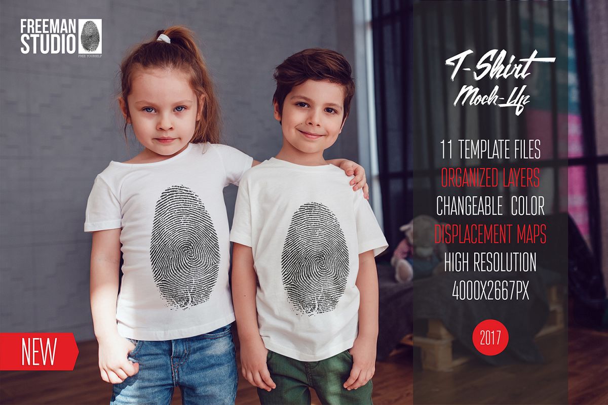 Kids T-Shirt Mock-Up Vol.3 2017 example image 1