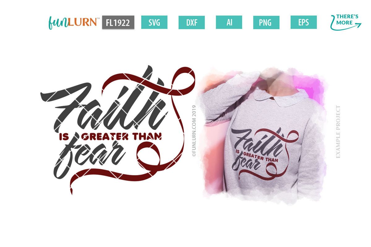 Faith is Greater Than Fear Burgundy Ribbon SVG Cut File example image 1