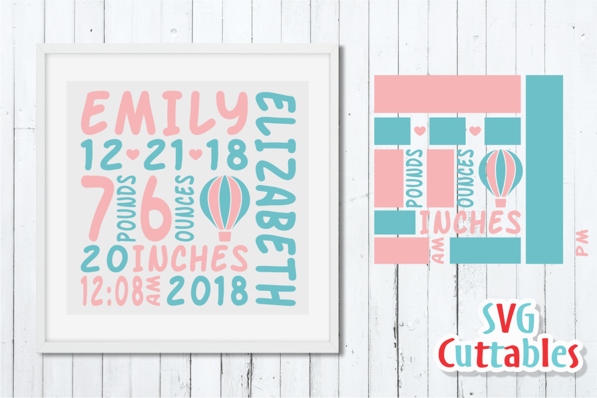 Baby Birth Announcement Template, SVG Cut File