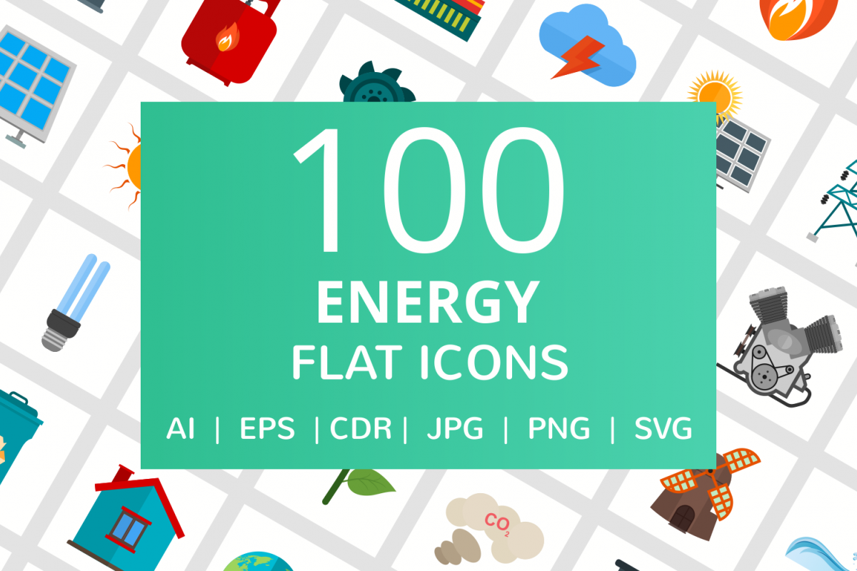 100 Energy Flat Icons example image 1