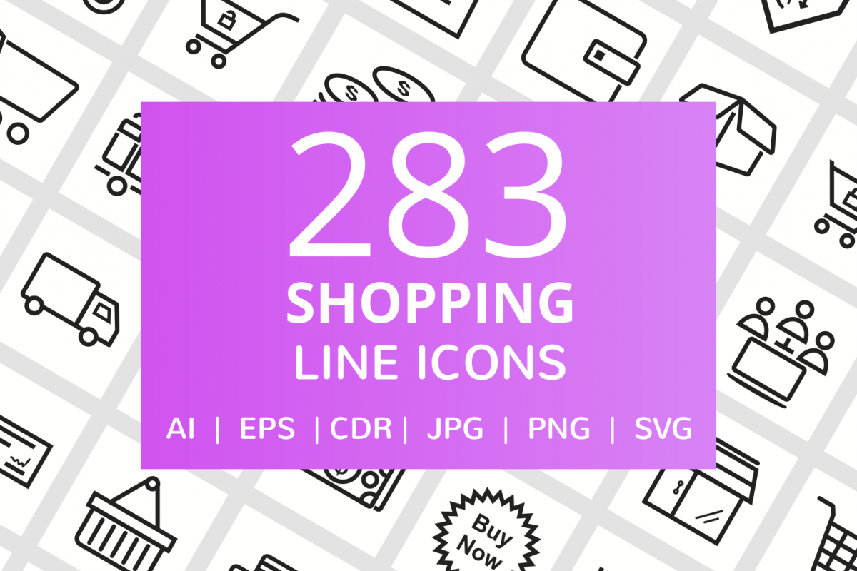283 Shopping Line Icons example image 1