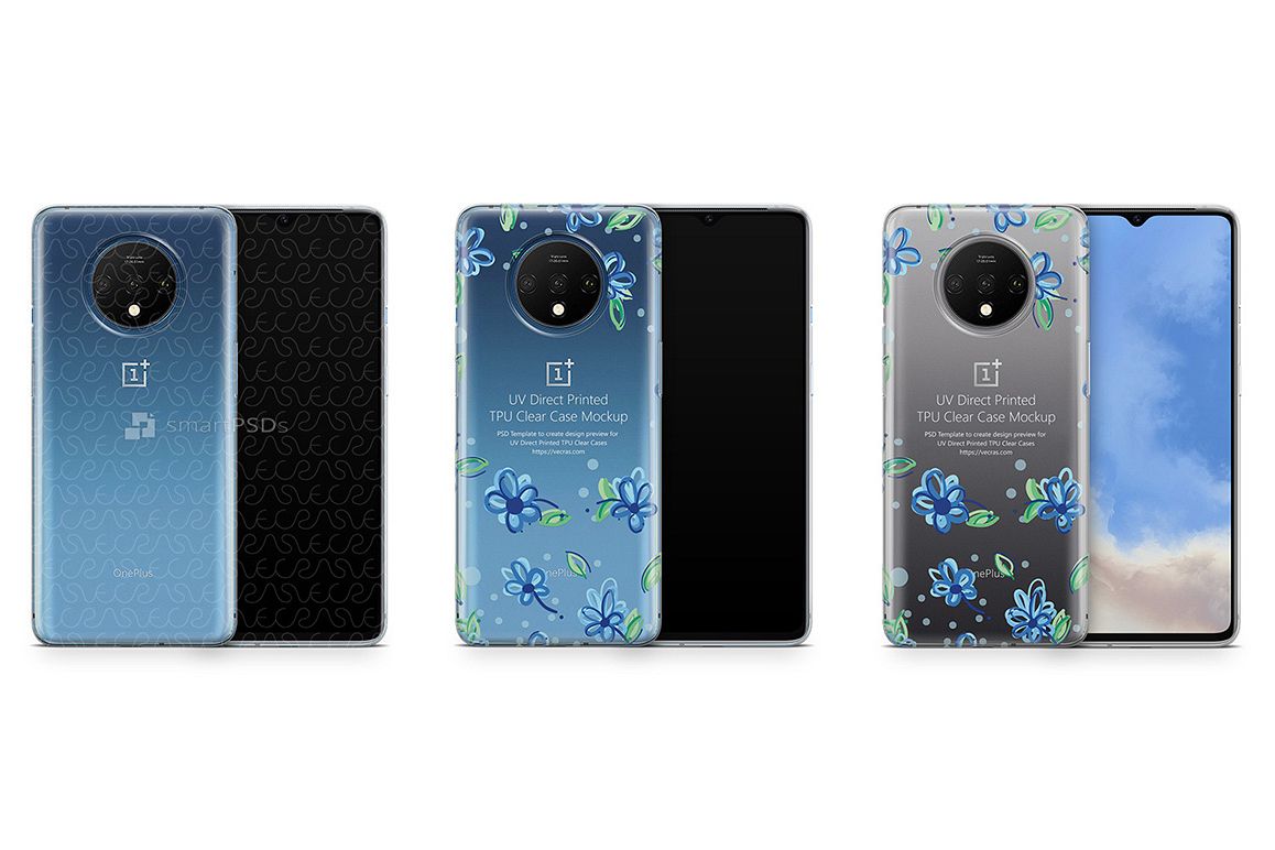 OnePlus 7T 2019 TPU Clear Case Mockup example image 1