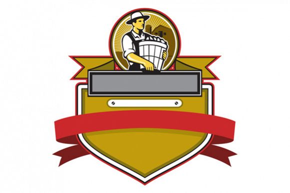 Organic Farmer Carry Basket Circle Crest Retro example image 1