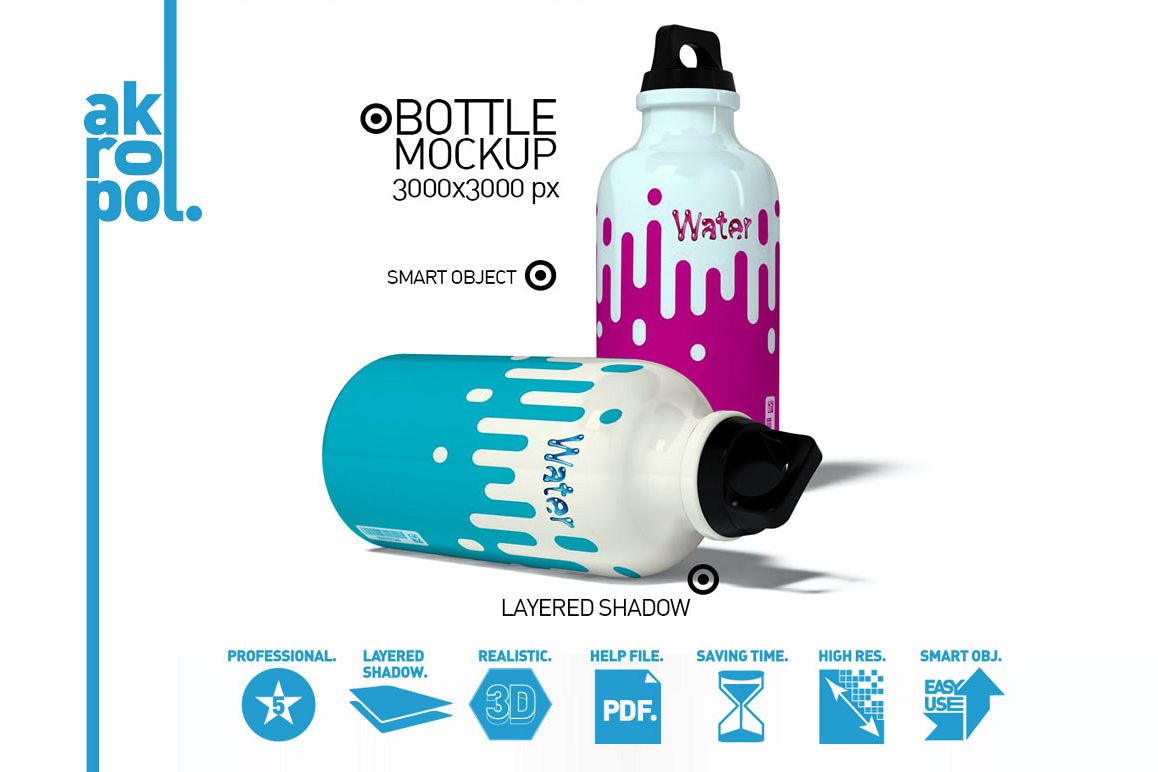 Water Bottle Mock-up example image 1
