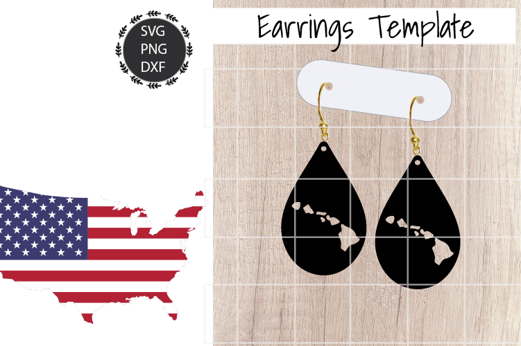 Earrings Template - Hawaii Teardrop Earrings Svg example image 1