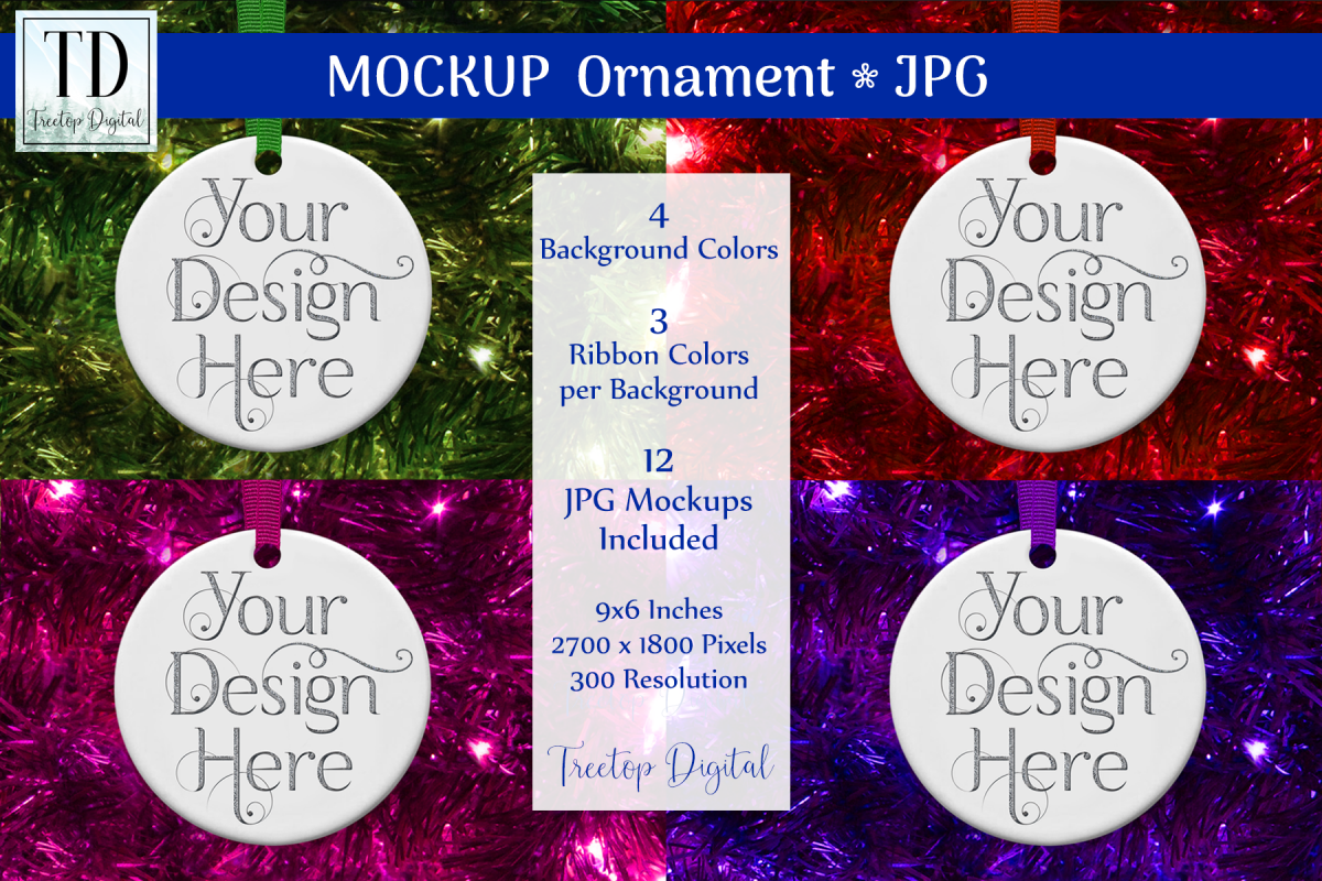 Round Christmas Ornament Mockup, Bauble Mock- Up, JPG example image 1