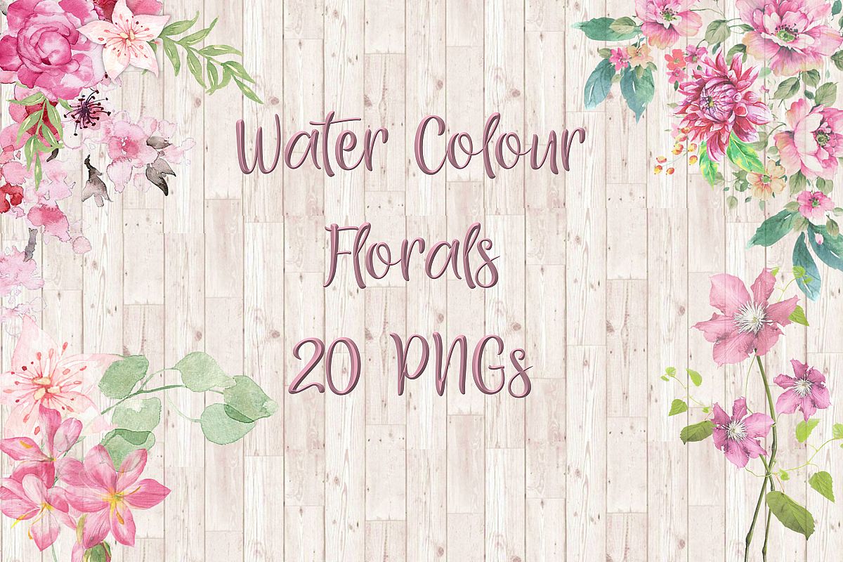Watercolour Florals Clipart Bundle Commercial Use example image 1