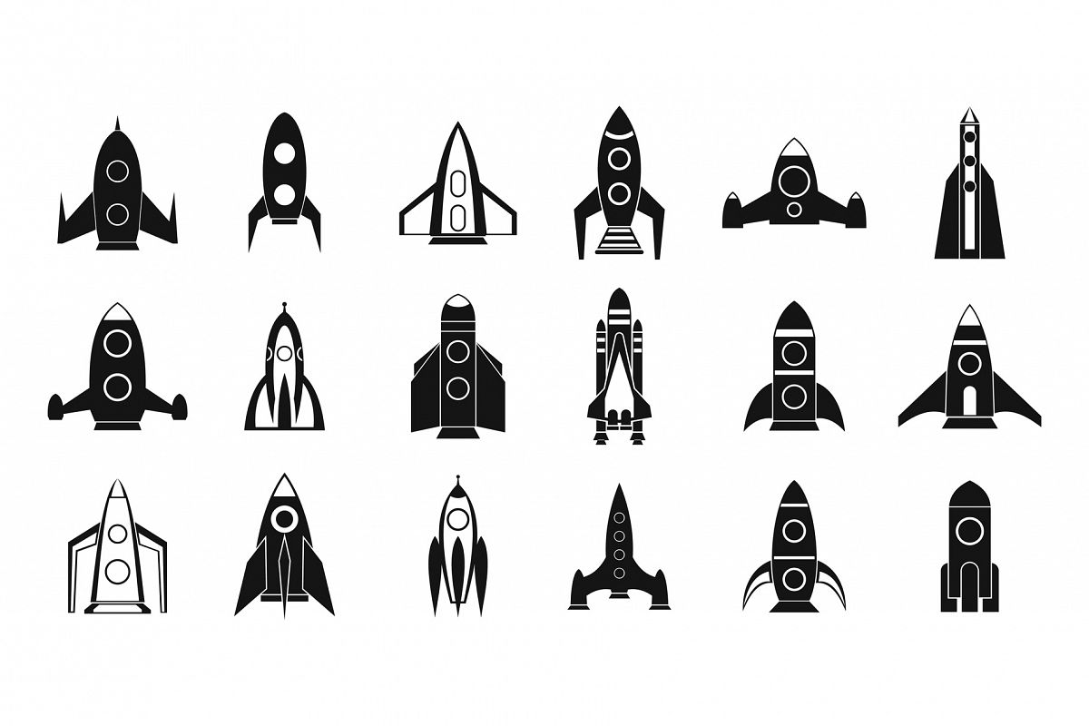 Rocket icon set, simple style example image 1