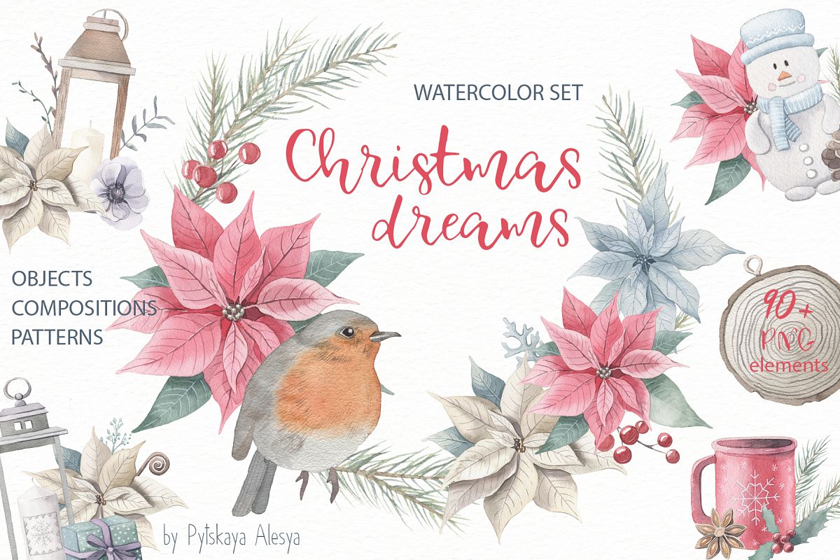 Christmas Dreams- Watercolor Set example image 1