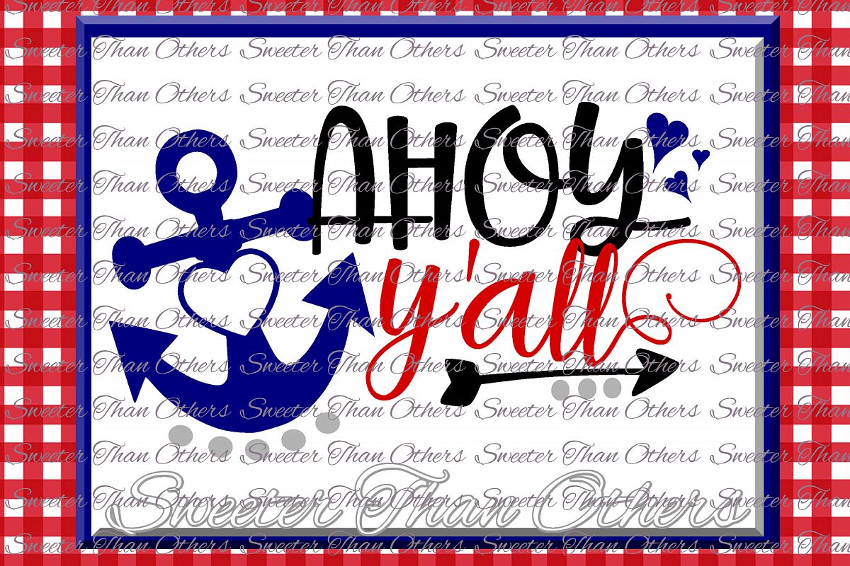 Ahoy Y'all SVG, Beach Svg, Summer beach pattern example image 1