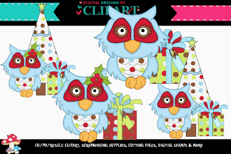 Blue Christmas Owls example image 1