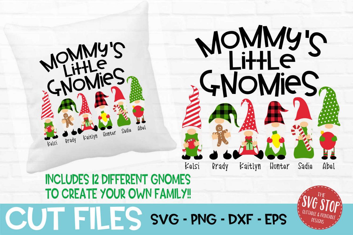 Mommy's Little Gnomies Christmas SVG, PNG, DXF, EPS example image 1
