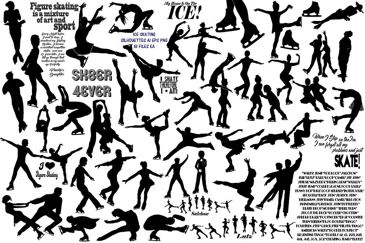 Ice Skating Silhouettes AI EPS PNG, Figure Skating example image 1