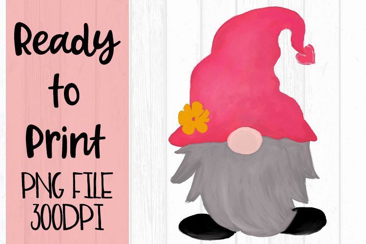 Valentine Watercolor Gnome Ready to Print example image 1
