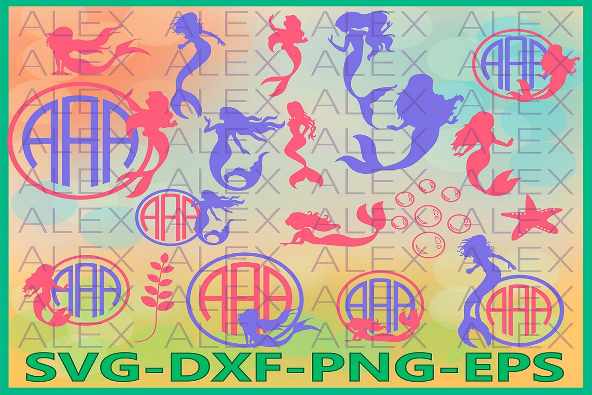Mermaid SVG, Mermaid Monogram SVG, Mermaid Svg Files example image 1