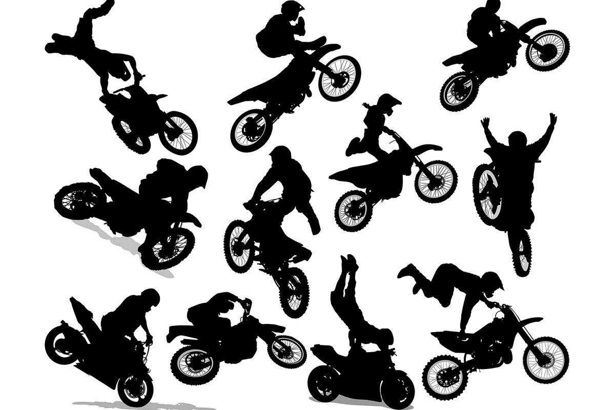 Motorcycle Stunt Silhouette Set example image 1