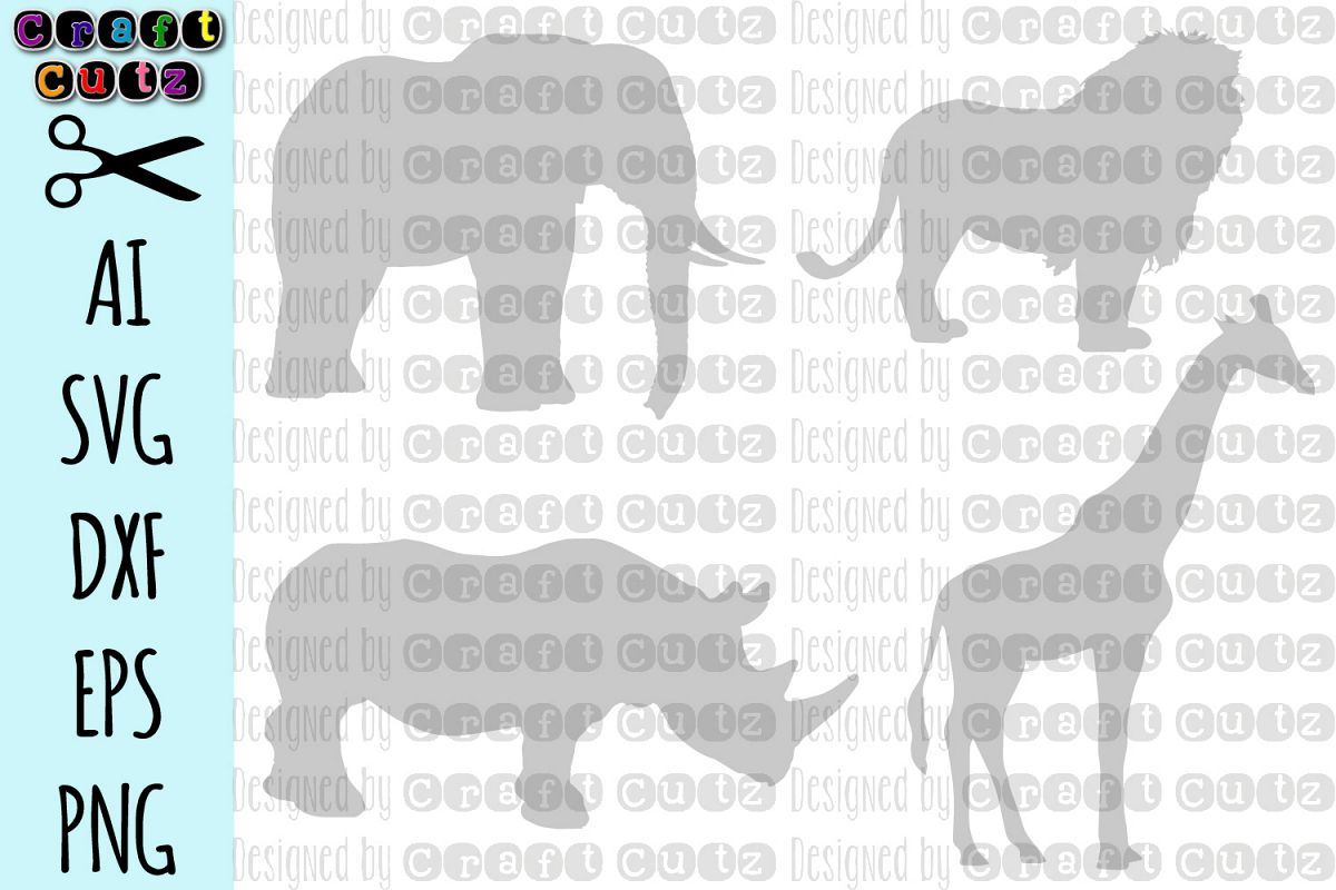 Safari, Giraffe dxf, Elephant cut file, Lion SVG, Rhinoceros example image 1