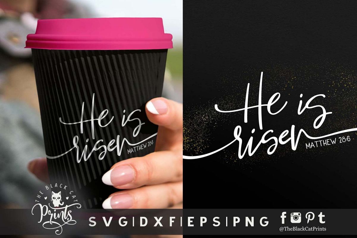 He is risen | Easter SVG DXF EPS PNG example image 1