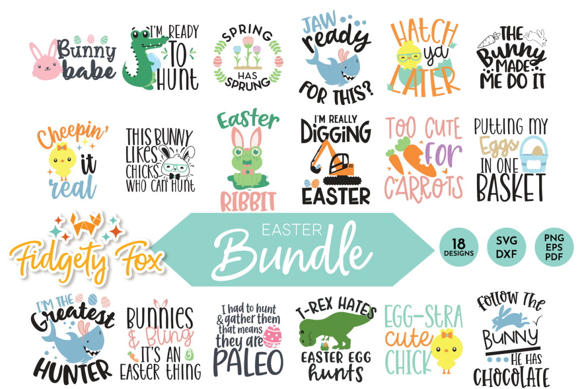 Cute Easter SVG Bundle, 18 original designs for Easter example image 1