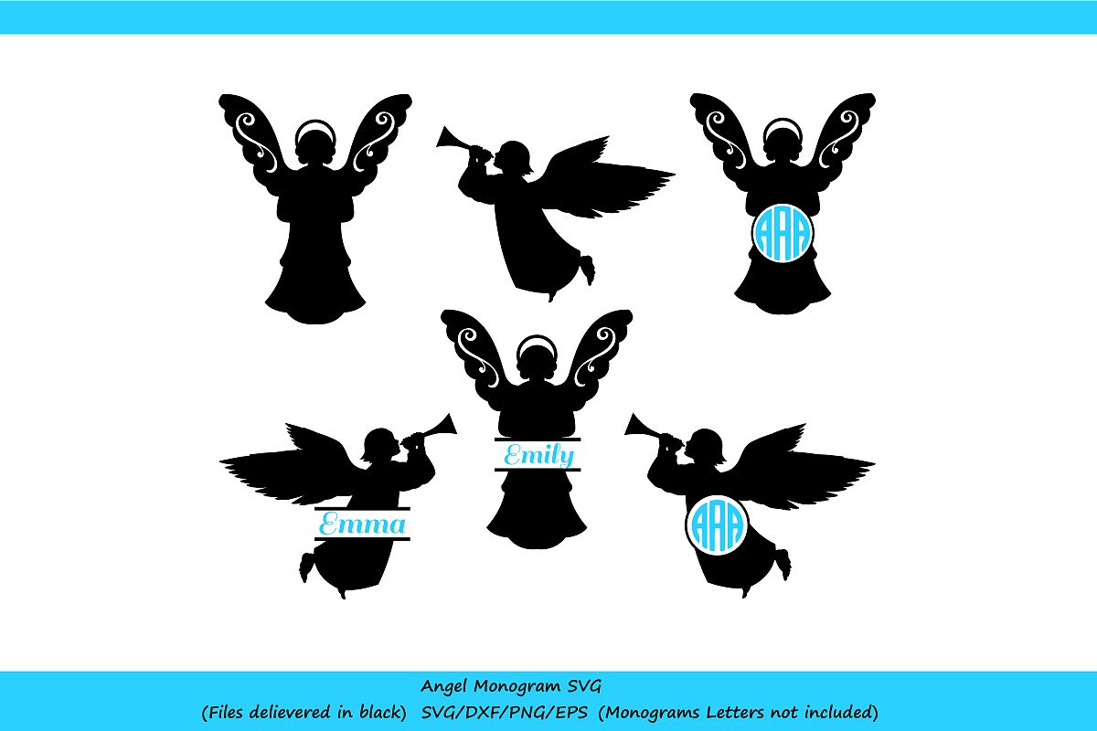 Download Angel SVG File | Silhouette Monogram Angels