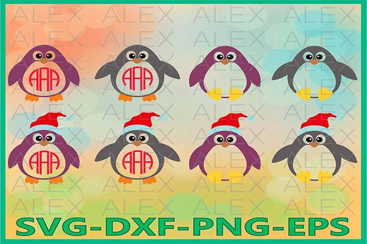Penguin Monogram SVG, Penguin png, Christmas Penguin example image 1