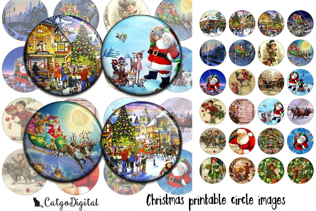 Christmas printable circle images 1 inch and 1.5 inch example image 1