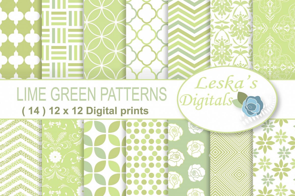 Lime Green Patterned Digital Paper example image 1