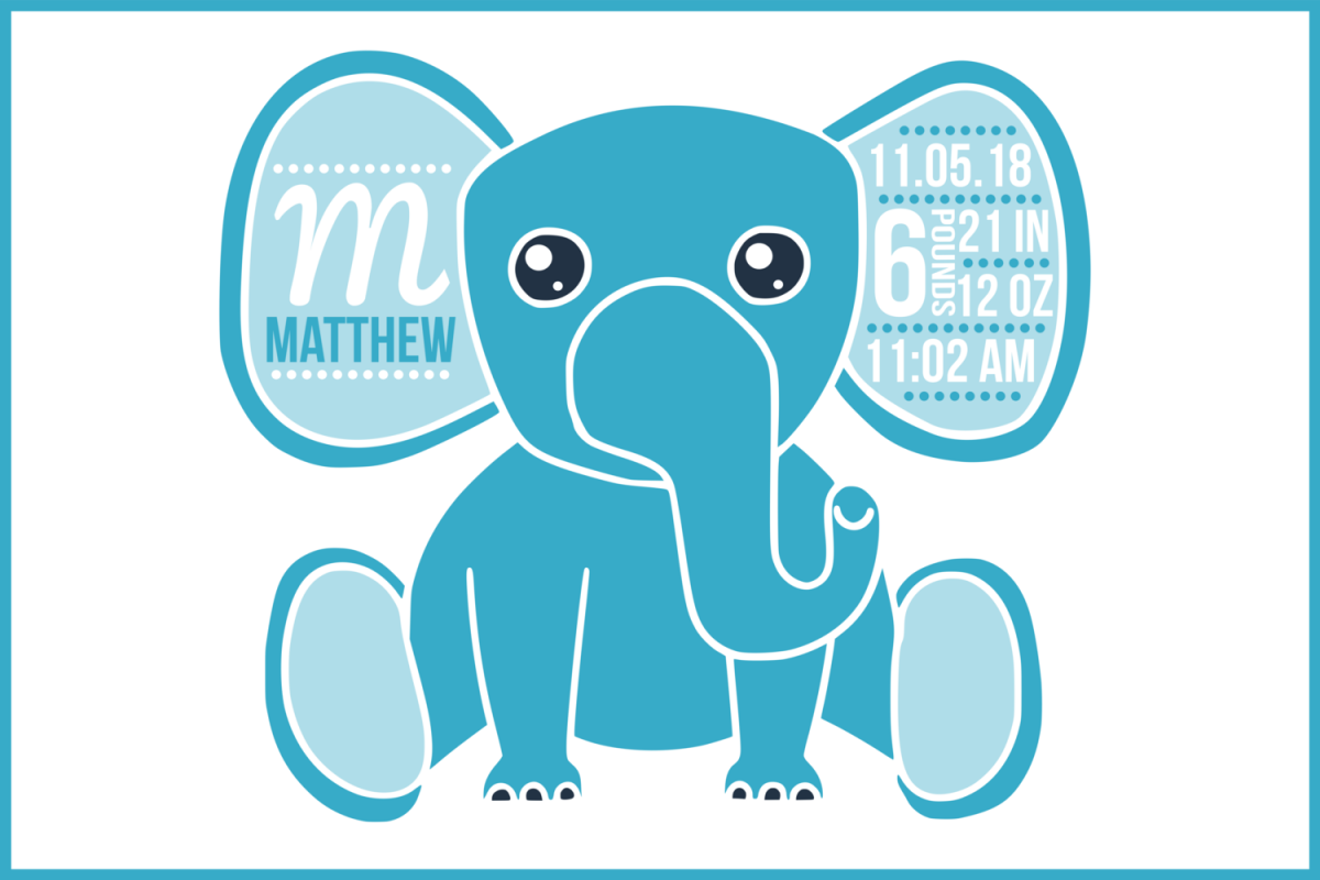 Birth stats svg, birth stats template, elephant svg file ...