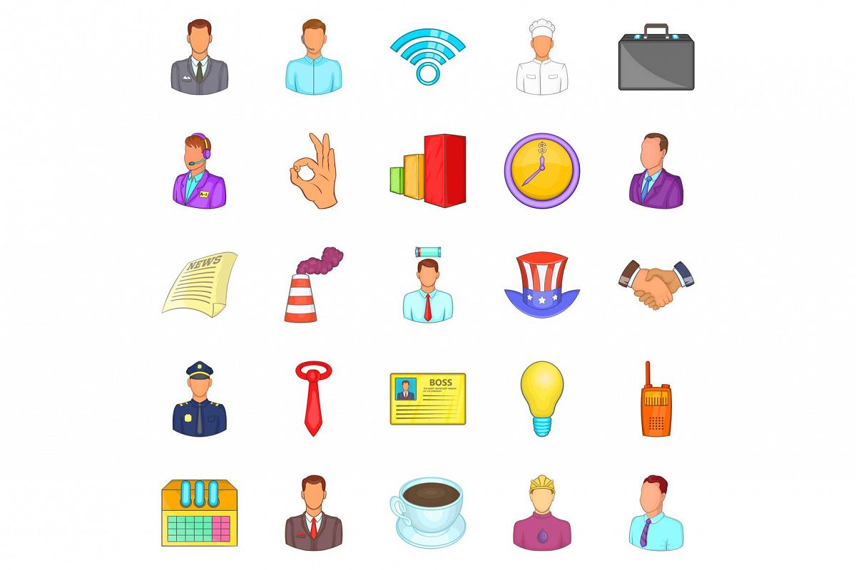 Cash flow icons set, cartoon style example image 1