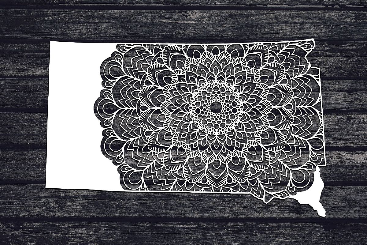 South Dakota Mandala Svg, South Dakota Svg, SD Svg example image 1