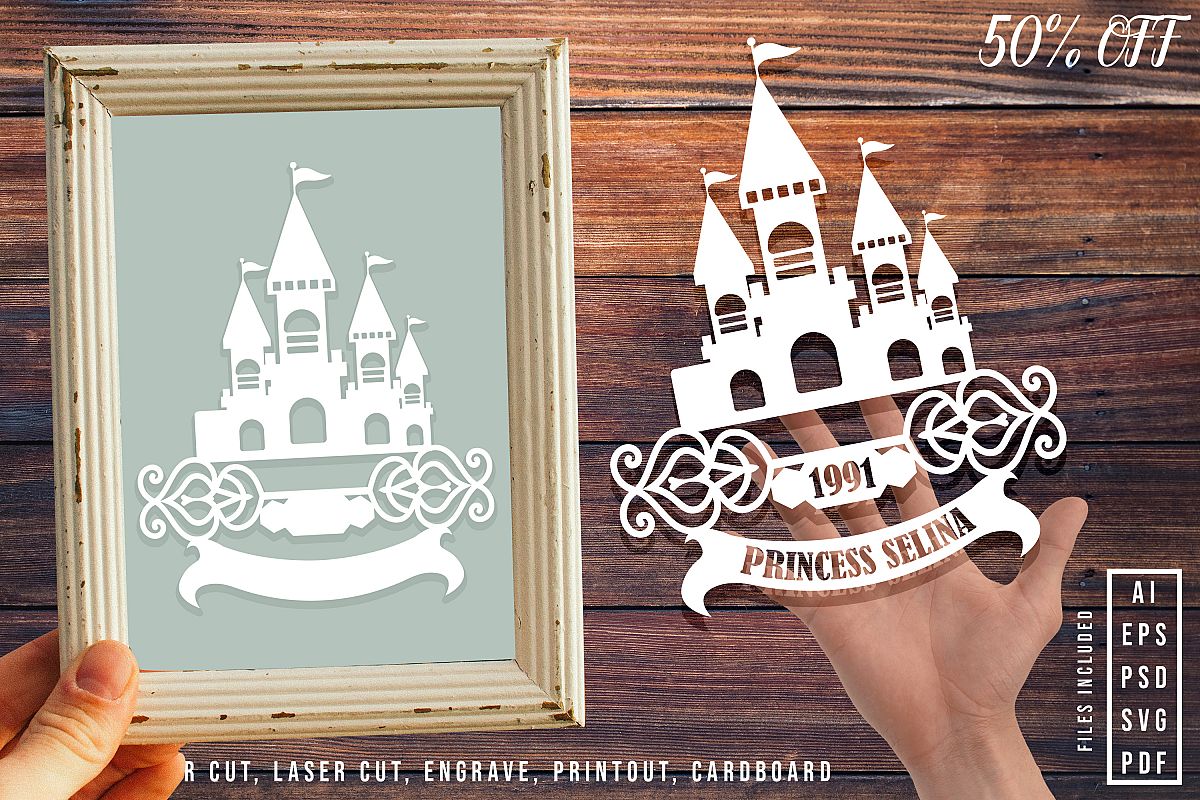 Princess Castle, Castle Flag Hanging Paper Cut Template