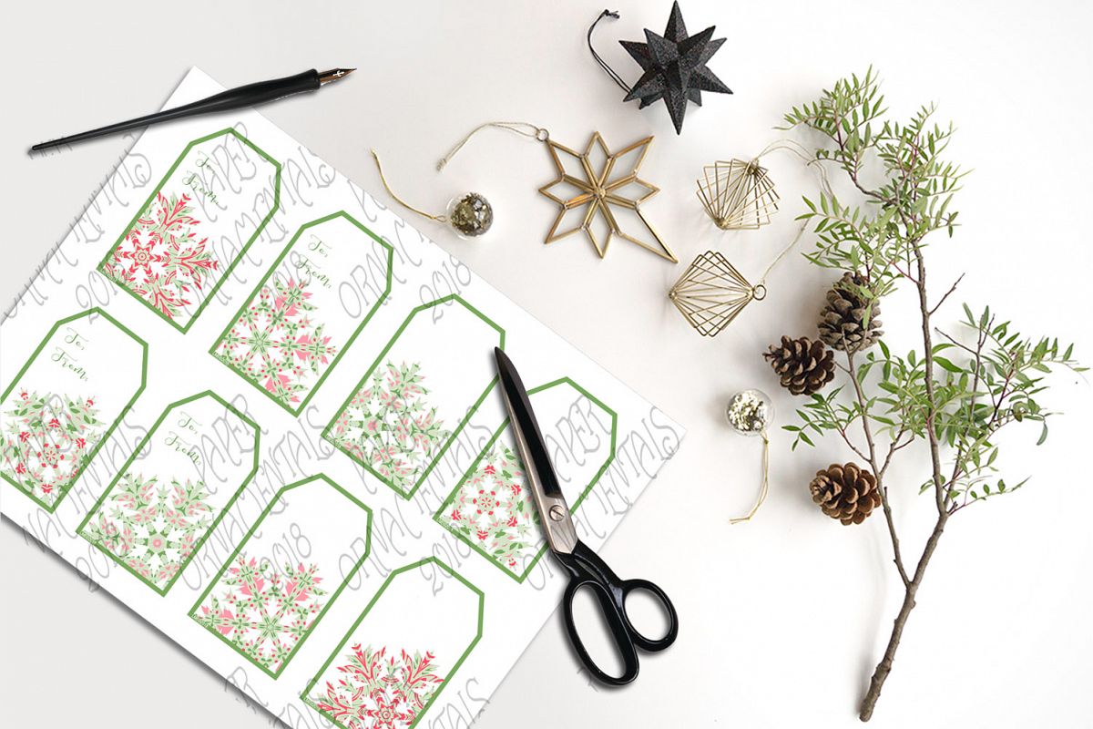 Printable Holiday Gift Tags, Snowflake To/From Tags example image 1