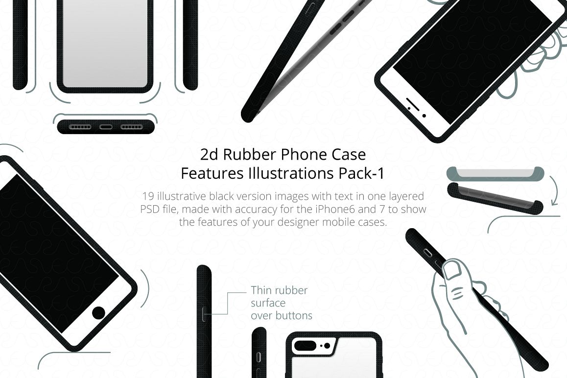 2d Rubber Phone Case Features Illustrations Pack 1 example image 1