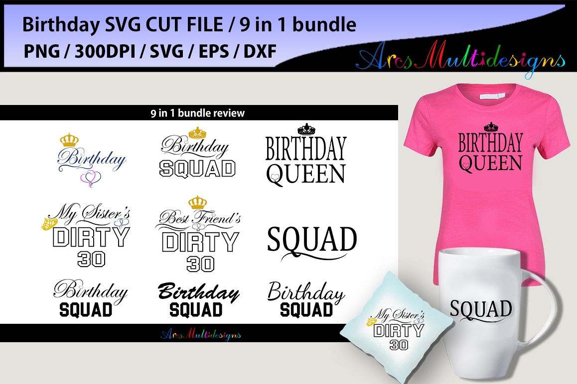Birthday girl svg cut files bundle / 9in 1 bundle cut file example image 1