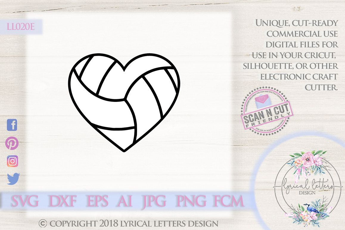 Volleyball Heart SVG DXF Cut File LL020E (152263) | SVGs | Design Bundles
