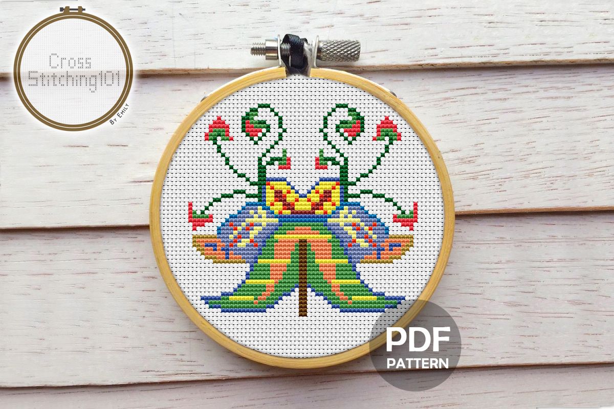 Flower Design Cross Stitch Pattern- Instant Download PDF example image 1