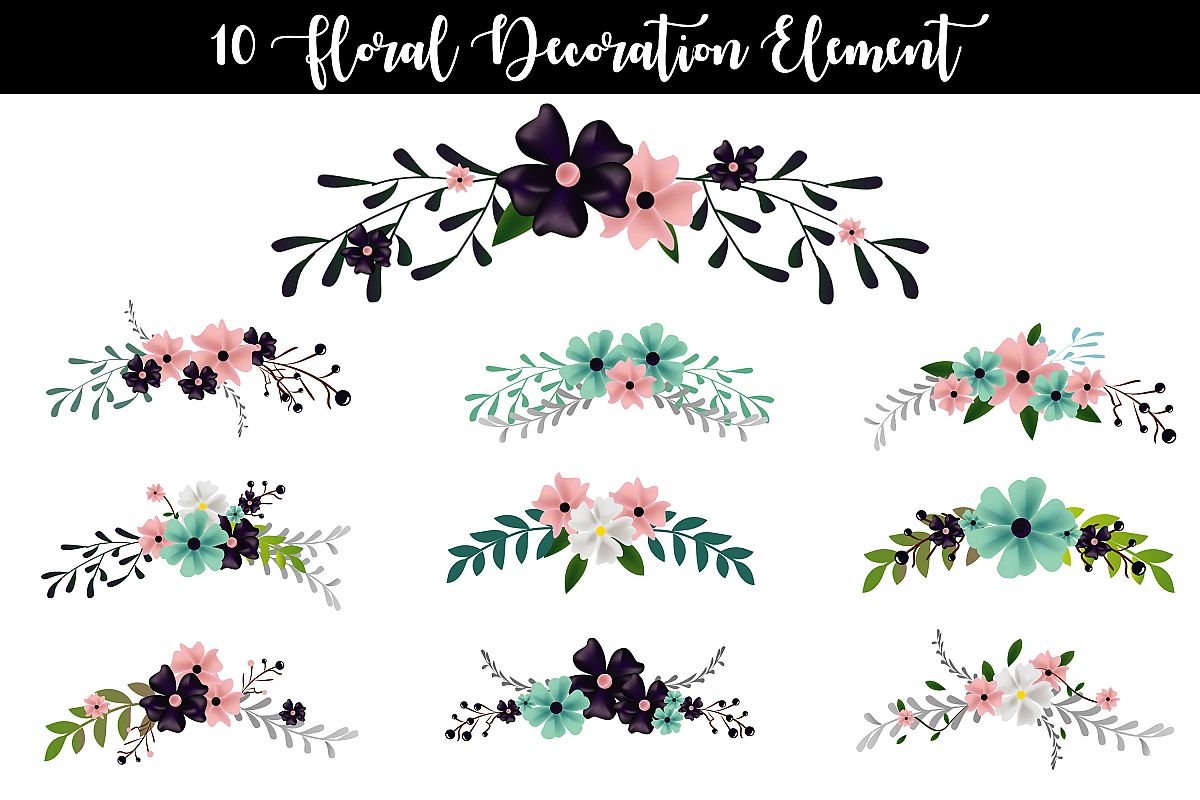 10 Floral Decoration Element Vector example image 1