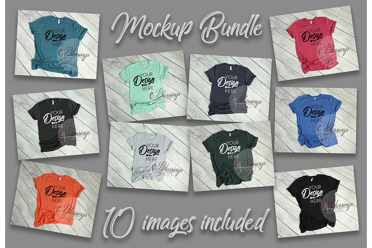 Download Heather Colors 3001 Bella Canvas Mockup Bundle T Shirts