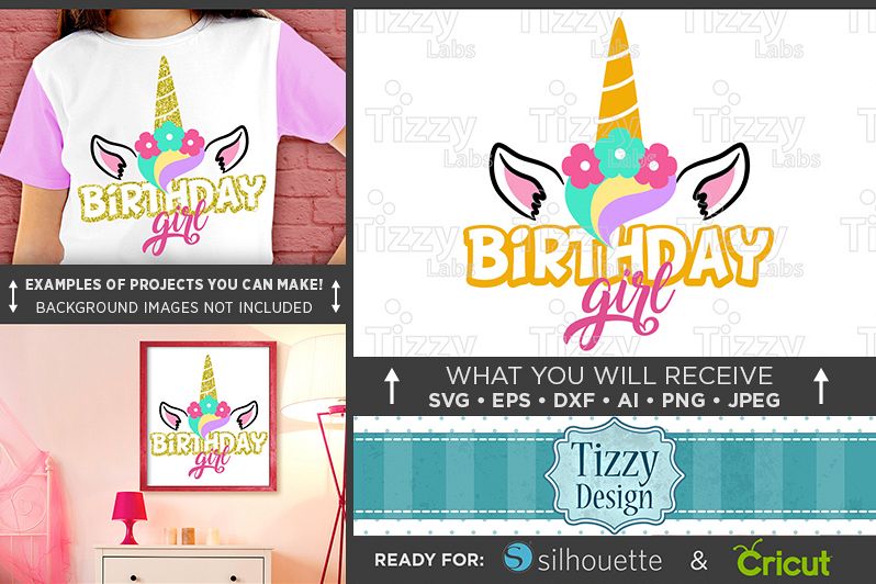 Birthday Girl SVG - Girls Birthday UNICORN SVG - 1060 example image 1