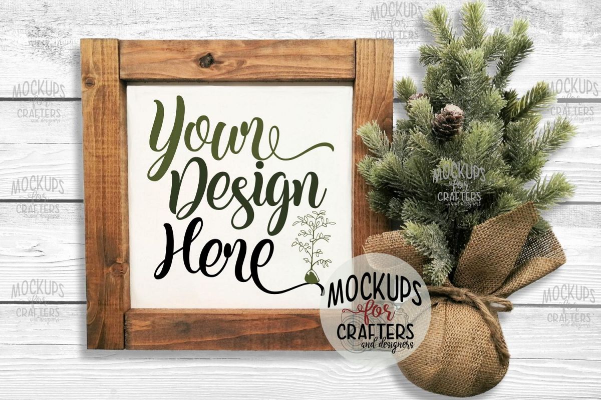 Wood Sign Mock-Up - Winter/Christmas theme example image 1