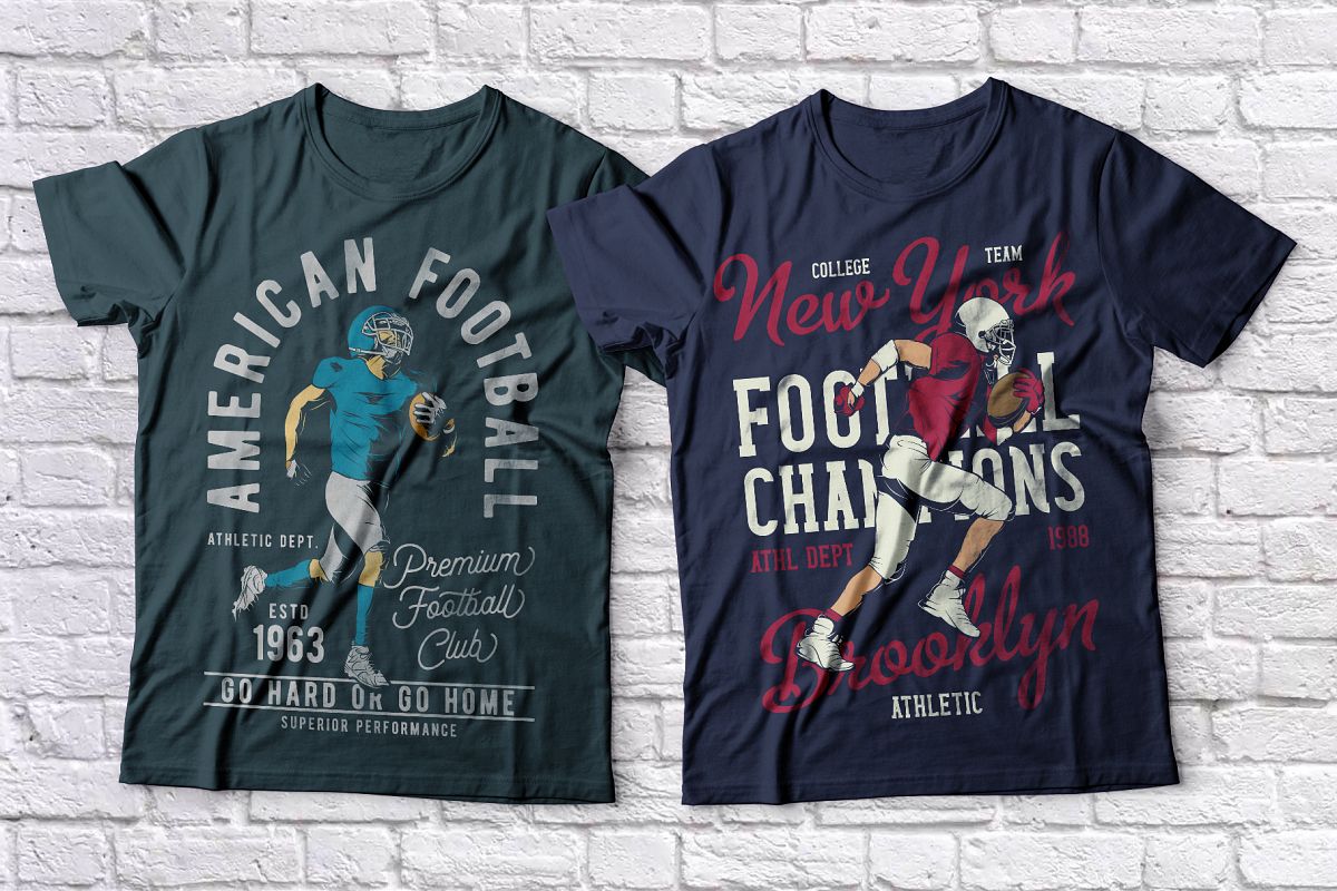 American football t-shirts set example image 1