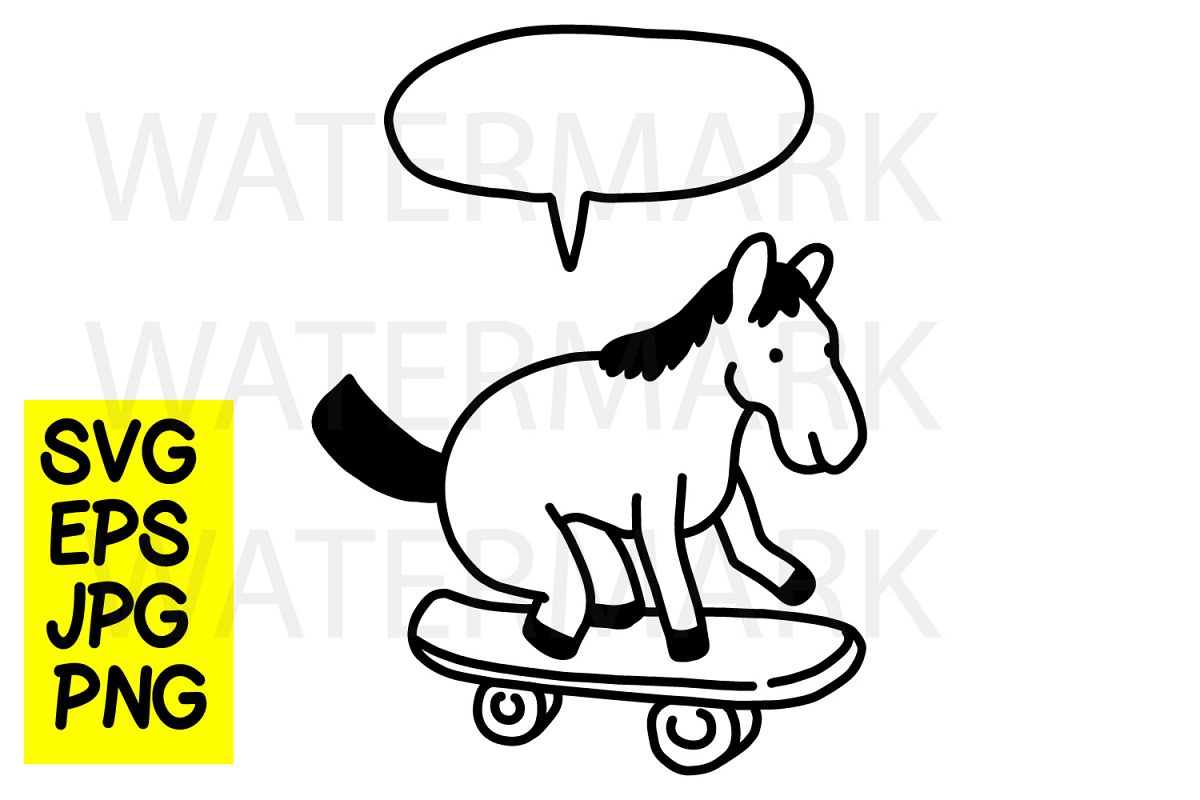 A Horse on Skate- SVG-EPS-JPG-PN example image 1