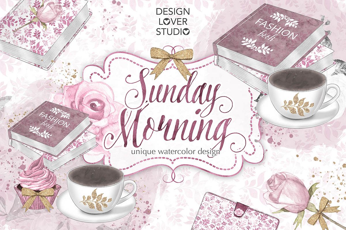 Watercolor Sunday Morning design example image 1