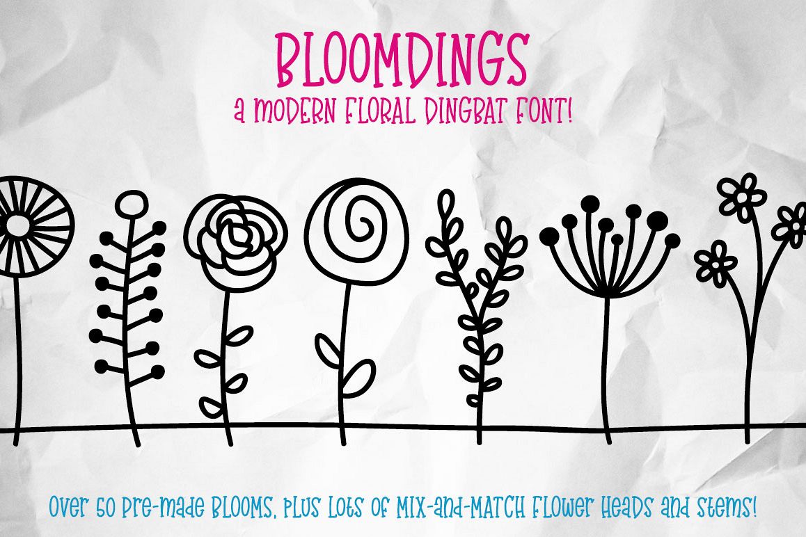 Bloomdings - abstract floral dingbats! example image 1