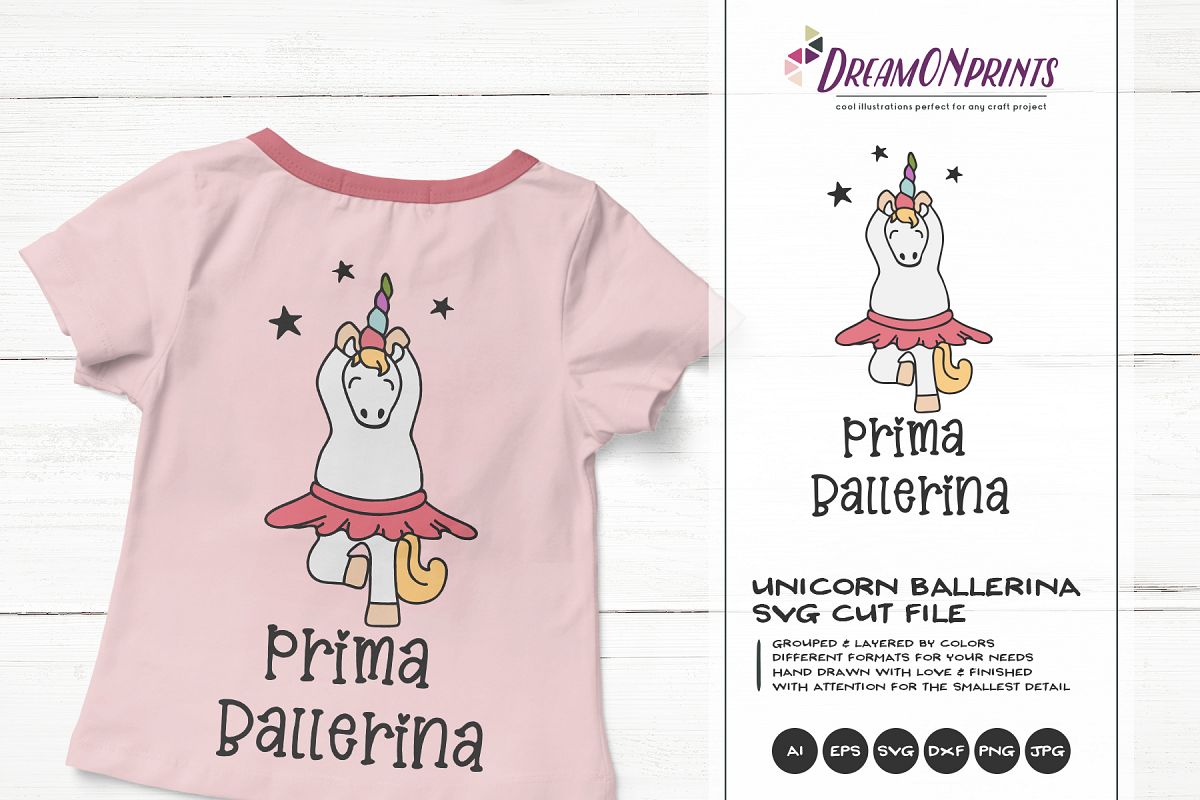 Prima Ballerina| Dancing Unicorn SVG Cut Files | Ballet example image 1