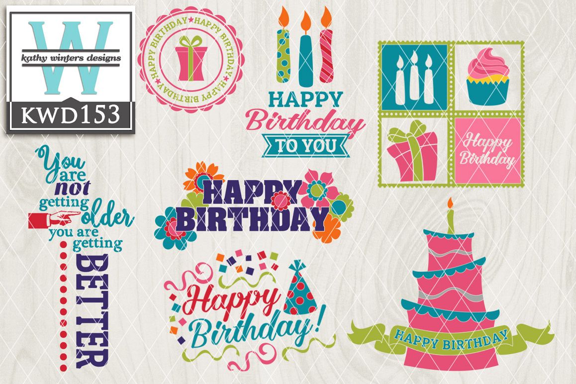 Birthday Cutting File KWD153 example image 1
