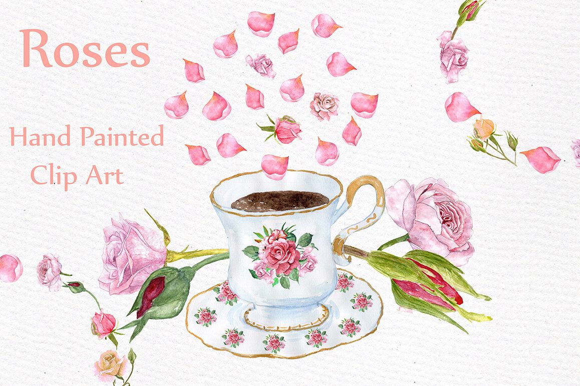 Watercolor roses clipart example image 1