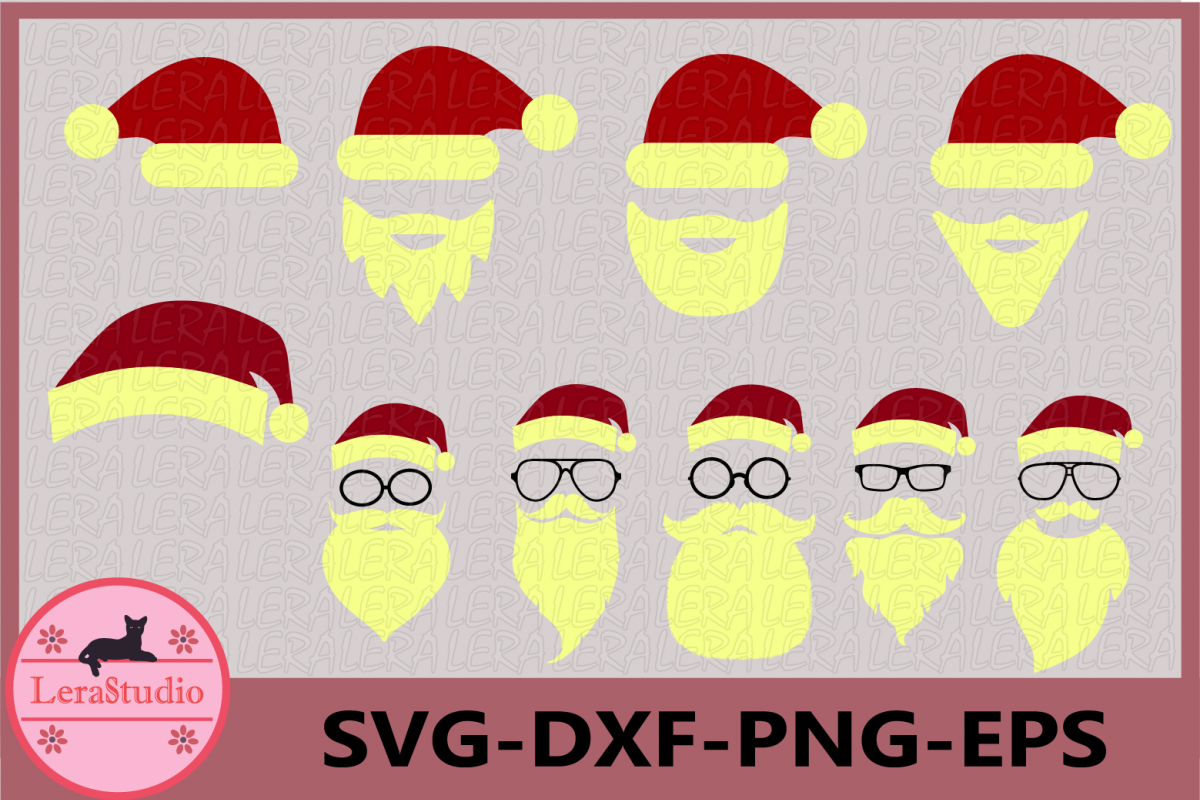 Santa Svg, Christmas SVG, Santa face SVG, Santa hat example image 1