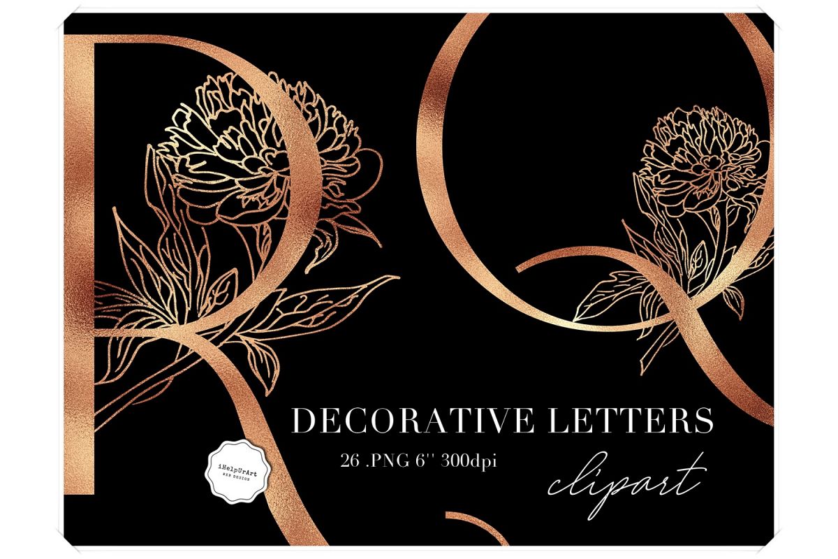 Copper Letters Clipart - Botanical Alphabet example image 1