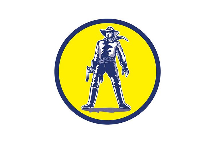 Cowboy Standing With Pistol Cartoon example image 1